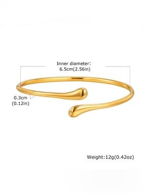 NEW Drip Drop Bypass Bracelet 18k Gold Plate Liquid Molten Metal Teardrop AP20